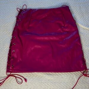 Pretty Little Thing Women's Pink Lace-Up Skirt